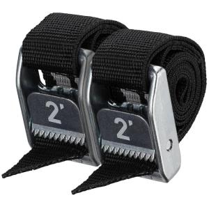 imageNRS 1quot Heavy Duty Tie Down Strap  2 Pack Stealth Black 2ft  Cargo Roof Rack Strap for Vehicle Trailer Kayak Moving  500 lbs Working Load  1500 lbs Breaking Strength